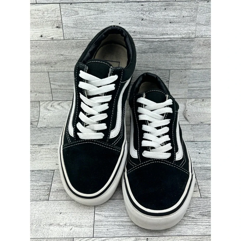Vans Old Skool Black White Suede Canvas Skate Shoes Mens 5.5 Womens 7.0 721278